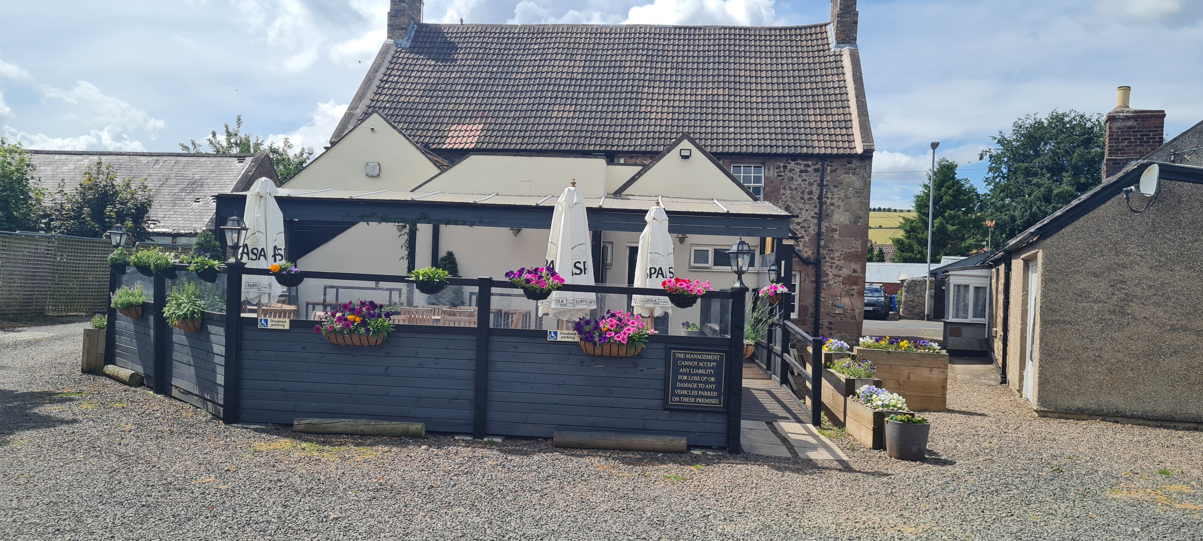 The back of our pub with lovely outdoor seating area